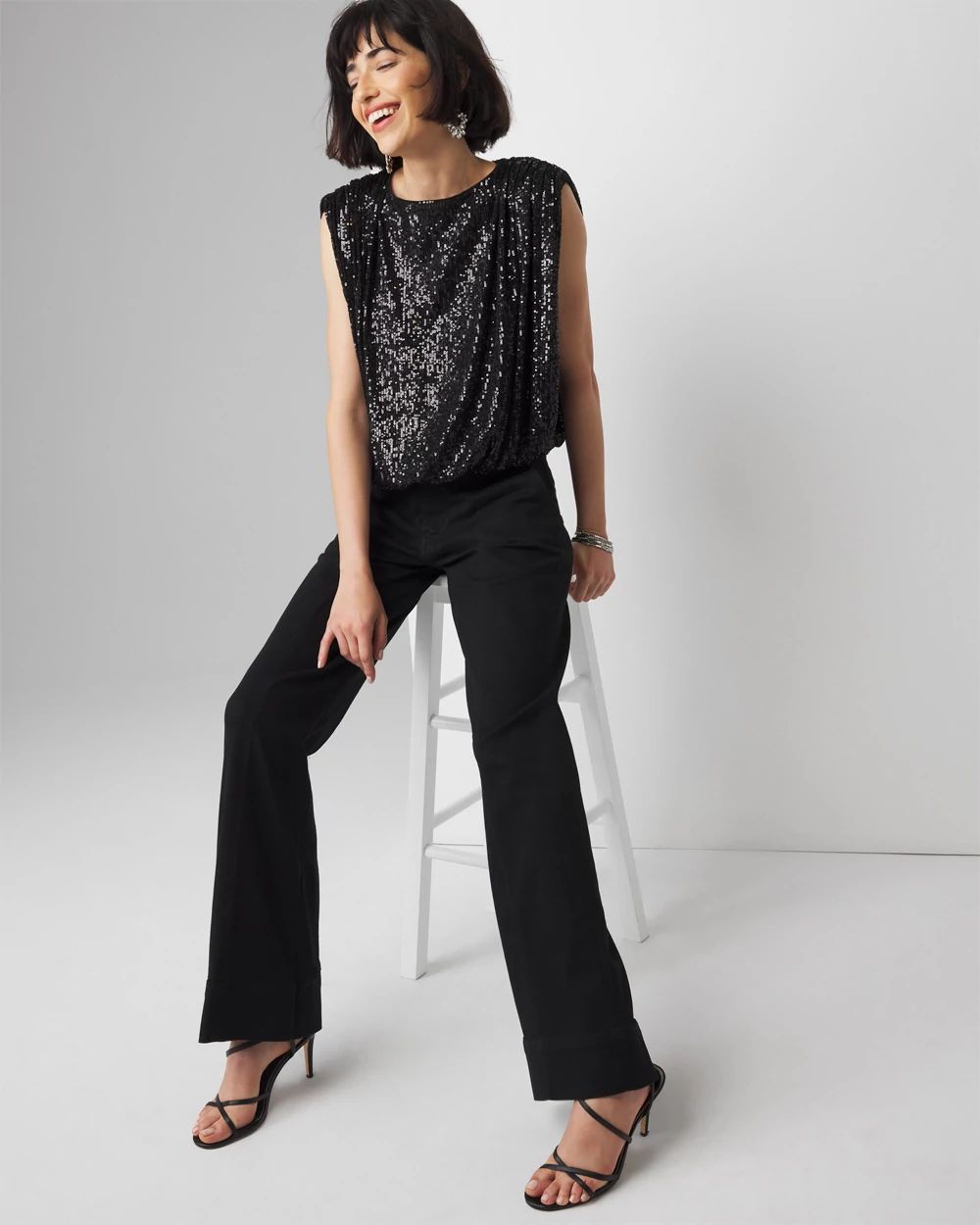 High neck embellished top new arrivals